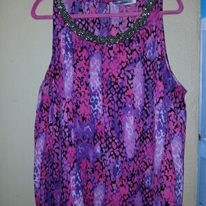 Jennifer Lopez Pink and Purple Patterned Top